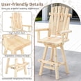 thumbnail image 5 of EPICOZY Wood Adirondack Swivel Bar Chair, Rustic Outdoor Solid Log Bar Stool with High Back, 500 LBS Capacity, 29.9" Patio Counter Height Chair for Porch, Deck, Pub, Cabin, Natural, 5 of 7