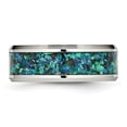 thumbnail image 3 of Chisel Stainless Steel Polished with Blue Imitation Opal Inlay 8mm Band, 3 of 7