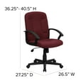 thumbnail image 6 of Flash Furniture Mid-Back Burgundy Fabric Executive Swivel Office Chair with Nylon Arms, 6 of 12