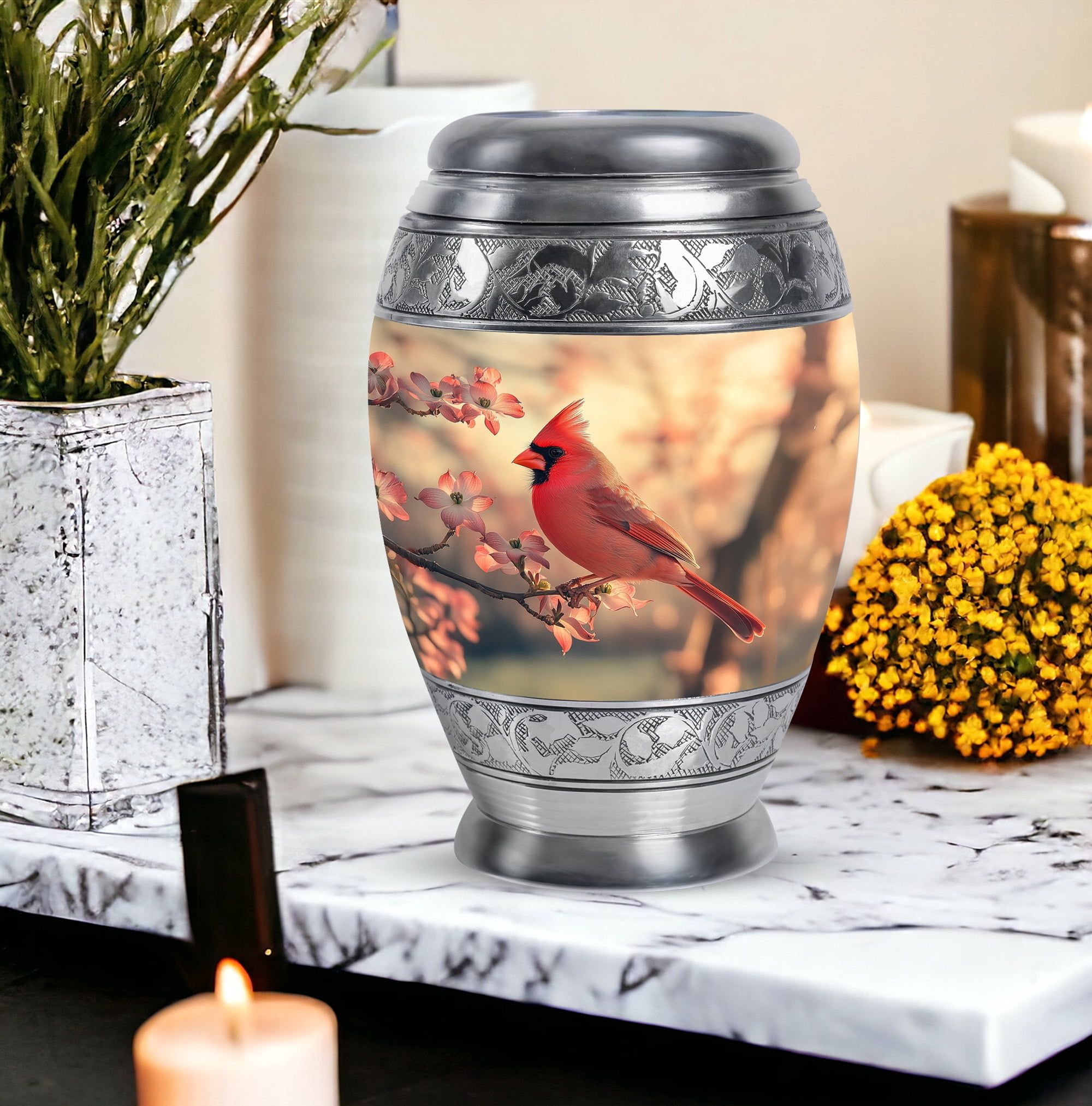 Yatskia Cardinal Bird Urn For Ashes For Women & Men, Cremation Urns For Human Ashes, (Monar Large, 10 Inch)
