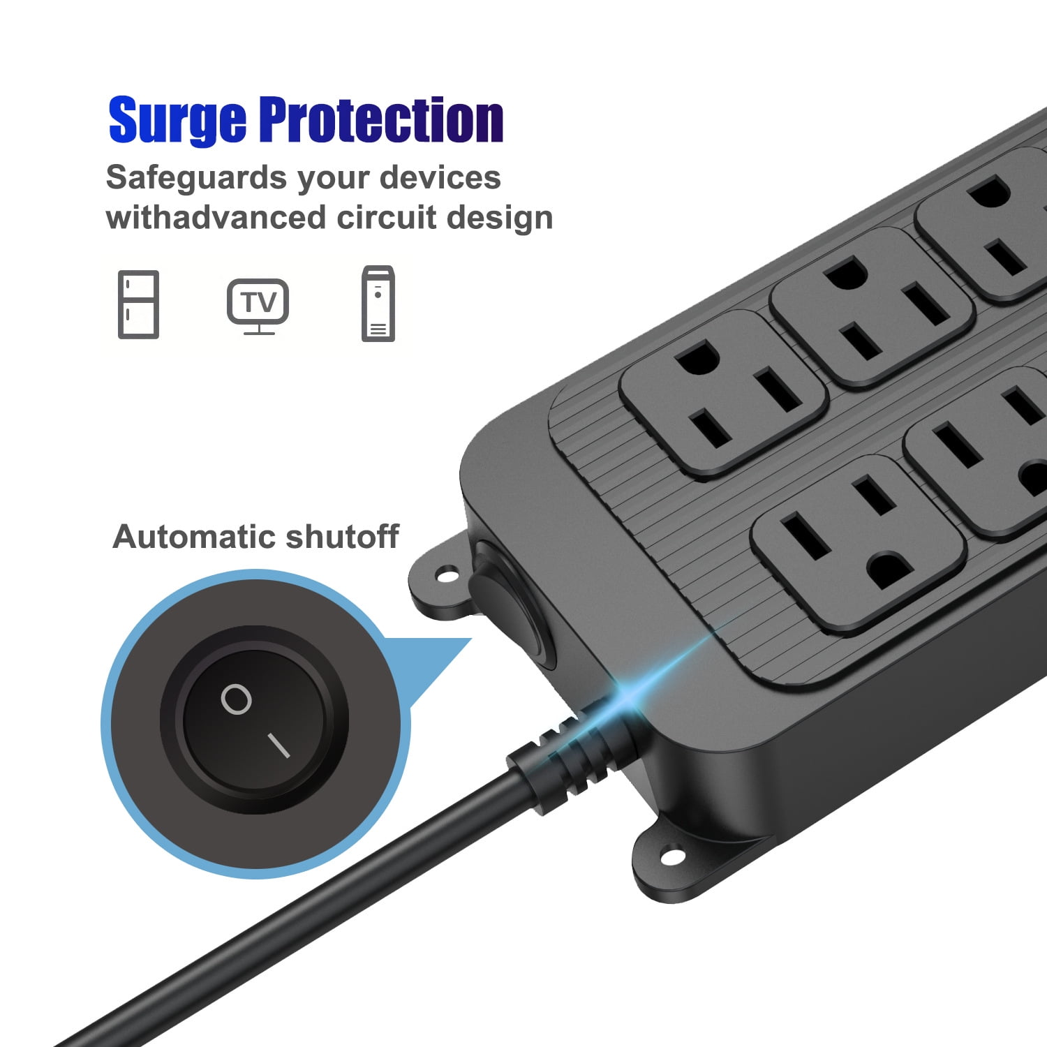 16-in-1 Surge Protector Power Strip with 10 Outlets & 6 USB Ports (2 USB-C), 4ft Thin Flat Extension Cord for Home, Office, TravelHome, Office, Travel