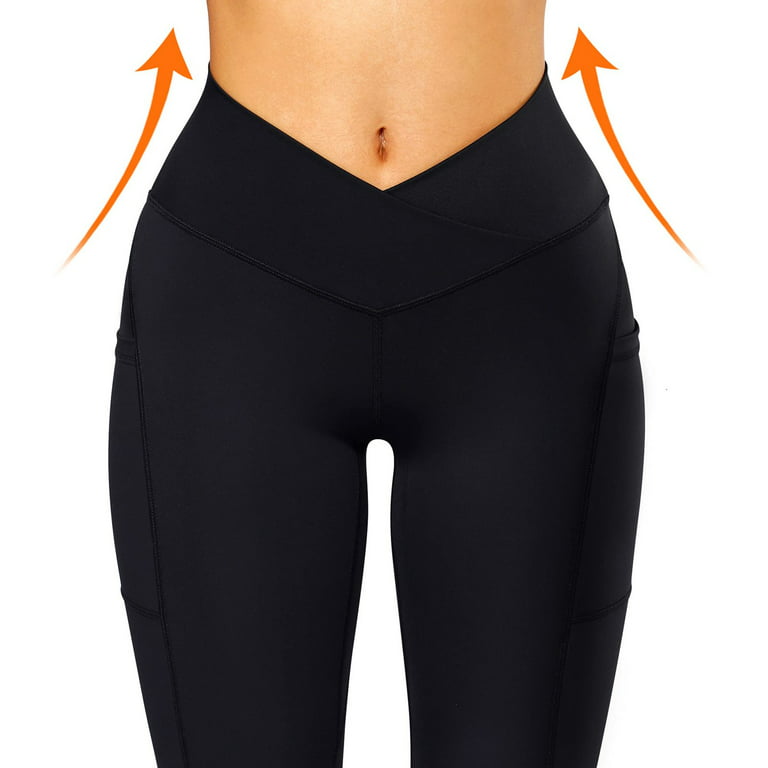 Yoga Pants For Women Women V Cross Waist Lifting Leggings With Pockets High  Waisted Yoga Pants 