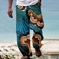 thumbnail image 2 of MNCEKFOD Mens Casual Pants 2025 New African Dashiki Style Summer Casual Hawaiian Holiday Ankara Beach Floral Relaxed Fit Comfortable Trousers Blue XL, 2 of 5
