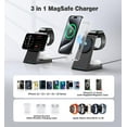 thumbnail image 2 of Estación de carga inalámbrica magnética 3 en 1 Soporte de cargador Mag-Safe de Apple de 20 W Cargador inalámbrico magnético para iPhone 16 15 14 13 12 Pro/Pro Max/Plus/Mini AirPods 2/3/Pro iWatch Ultr, 2 of 5