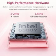 HYYUO 15.6 Laptop Computer, 12GB RAM 256GB SSD, Intel 6500Y with 2 Cores 4 Thread, up to 3.4GHz, FHD Display, Laptop for Business, Student, Office, Pink, Lightweight, Windows 11 Laptop