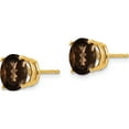 thumbnail image 2 of 14K Yellow Gold 8Mm Round Checker-Cut Smoky Quartz Earrings (Width 9) (Length 9) - Jbsp, 2 of 5