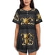 thumbnail image 1 of Balery 2025 Happy New Year 1 Conjunto de Pijama para Mujer con Estampado, Dos Piezas de Manga Corta y Shorts, Ropa de Dormir Suave con Cuello Redondo y Bolsillos-XX-Large, 1 of 1