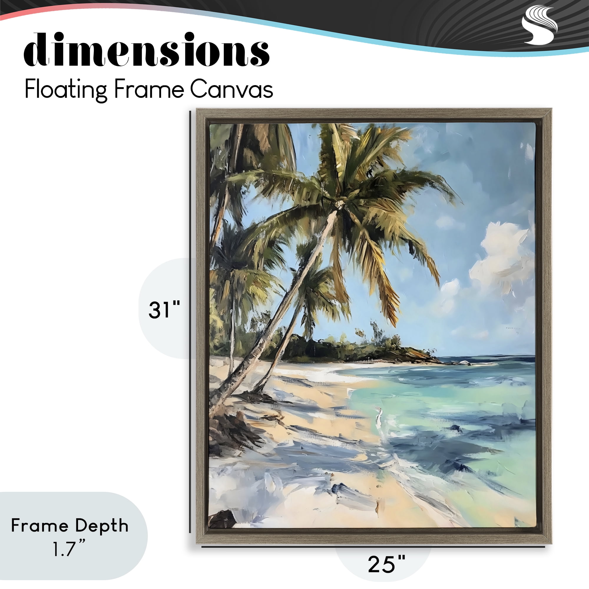 Stupell Industries Tropical Coastline Palm Frond Shadows Brown Framed Floater Canvas Wall Art, design by Franklyn Gregory