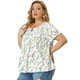 thumbnail image 4 of Women's Plus Size Blouse Floral Half Placket Short Sleeve Casual Tops White 3X, 4 of 7