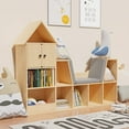 thumbnail image 2 of Cozy Castle Wooden Kids Bookshelf with Reading Nook, Kids Bookcase for Bedroom, Playroom, Oak, 2 of 7