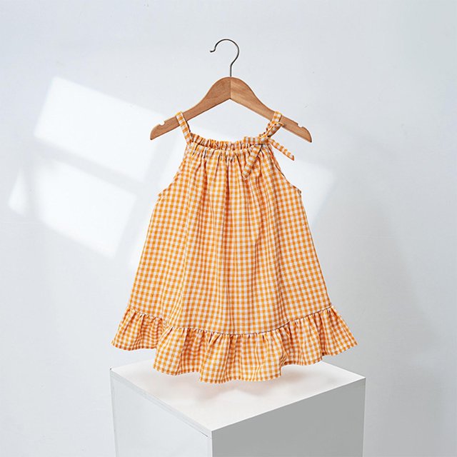Économies d'Été! Robe d'Été pour Enfants, Robes Décontractées pour Filles en Liquidation, Robe Sans Manches à Carreaux à la Mode pour Enfants, Robe Décontractée et Confortable à Col Rond