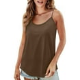 thumbnail image 6 of Scyoekwg Womens Spaghetti Straps Sleeveless Tops Casual Round Neck Tank Top Trendy Solid Color Loose Tunic Shirts Blouses (Brown,XXL), 6 of 7