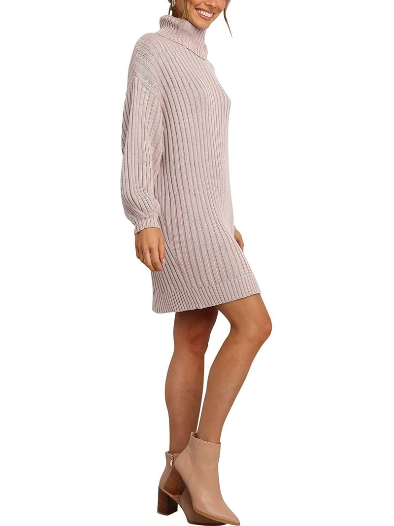 turtleneck oversized sweater dress Nasty Gal Women's Brushed Knit Oversized Turtleneck Sweater Dress in Stone
