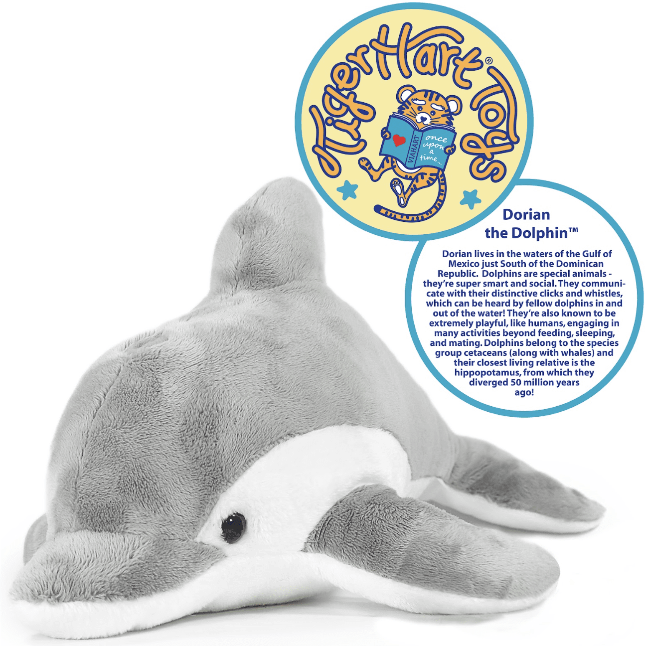 Tiger Tale Toys: Dorian the Dolphin, 11-Inch Plush Stuffed Animal