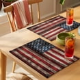 thumbnail image 4 of Retro American Flag Placemats Set of 8 Red Blue Flag Vintage Wooden Place Mats Indoor Wipeable Table Mats Washable Cloth Dining Table Placemats for Kitchen Holiday Party Home Decor 13x19 Inch, 4 of 9