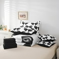 thumbnail image 5 of Manfei Black Bow-tie Bedding King Size, Kawaii Cartoon Bed Set, Dreamy Princess Reversible Bedding Sets King Size, Super Cozy Bedroom Decoration, 7pcs, 5 of 7