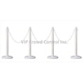 thumbnail image 1 of VIP Crowd Control  14 in. Flat Base Plastic Stanchions - 32 ft. Chain, White, 4 Piece, 1 of 1