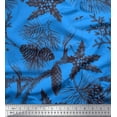 thumbnail image 1 of Soimoi Blue Cotton Voile Fabric Holly Leaves & American Robin Bird Print Sewing Fabric BTY 56 Inch Wide, 1 of 3