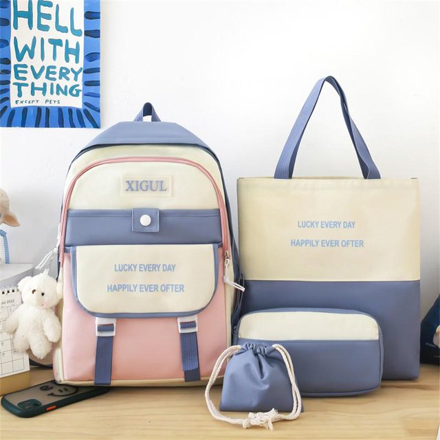 4 In 1 Nylon Waterproof Women Backpack Multi-layer Design School Bag For Girls Large Capacity Student Storage Backpacks Sac à dos scolaire
