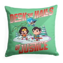 Warner Bros DC Justice League Deck the Halls of Justice Kids Printed Throw Pillow