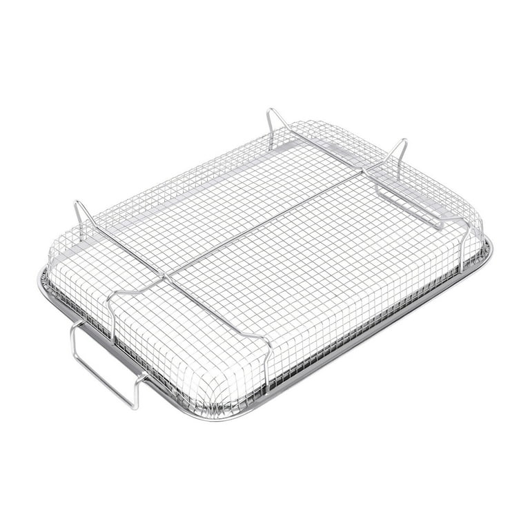 2pc Air Fryer Basket for Oven Stainless Steel Crisper Tray & Basket,  30*22.1*8cm