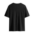thumbnail image 4 of TrdSipl Fitted Shirts for Men Basic Ribbed Jacquard Textured Tshirt Summer Crewneck Fashion Tees Black XL, 4 of 4