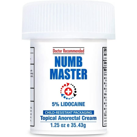 Clinical Resolution Numb Master 5% Lidocaine Numbing Cream – Maximum Strength Topical Anesthetic, Fast-Acting Pain Relief Burn Itch with Aloe Vera & Vitamin E, 1.25 Oz