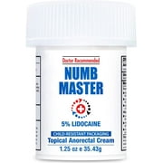 Clinical Resolution Numb Master 5% Lidocaine Numbing Cream – Maximum Strength Topical Anesthetic, Fast-Acting Pain Relief Burn Itch with Aloe Vera & Vitamin E, 1.25 Oz