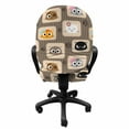 thumbnail image 3 of Cat Office Chair Slipcover, Patchwork Inspired Pattern Kitty Faces Silly Expressions Footprints Stripes, Protective Stretch Decorative Fabric Cover, Standard Size, Multi-Color, By Ambesonne, 3 of 5