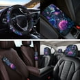 thumbnail image 4 of Jeiento Hummingbird 14 PCS Car Seat Cover Set, with Steering Wheel Seat Belt Covers Center Console Pad Coasters Keychain Rose Headrest Cover Auto Interior Accessories Full Set for Women, 4 of 7