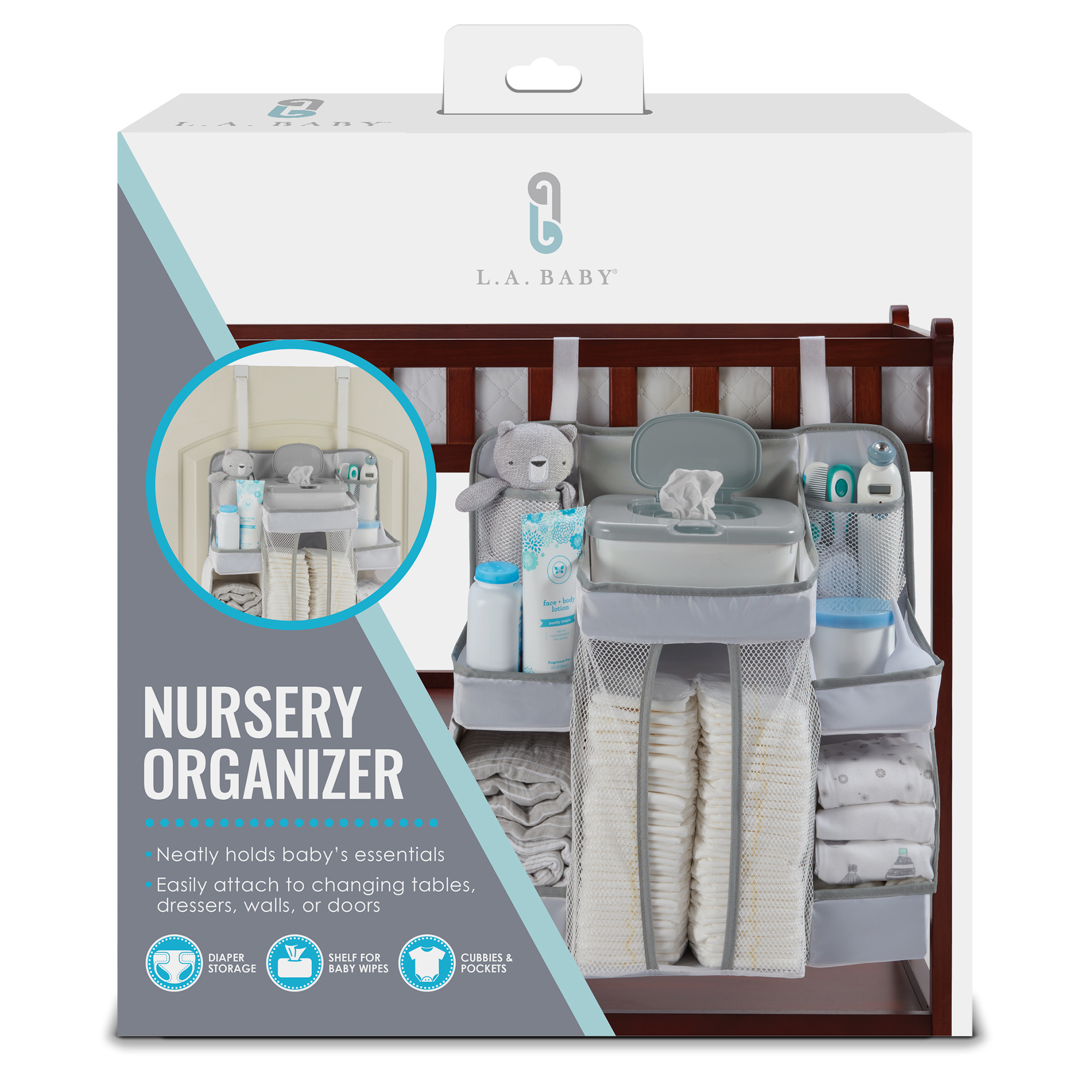 L.A. Baby Diaper Caddy and Nursery Organizer, White photo 2