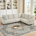 thumbnail image 3 of Modular Couches and Sofas Sectional with Storage, 4 Seat Sectional Sofa for Living Room, U Shaped Sectional Couch with Reversible Chaises, Teal Blue, 3 of 9