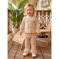 thumbnail image 5 of RUINIXCW Toddler Baby Girls Fall Outfit Fashion Floral Print Long Sleeve Ribbed Tops with Pants 2Pcs Set, 5 of 9