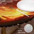thumbnail image 3 of Golf Ball Round Tablecloth, Fitted Table Cover with Elastic for 55"-60" Round Tables, Sport Modern Glowing Burning Classic Art Table Cloth Outdoor Indoor Dinning Party Waterproof Tablecloths, 3 of 7
