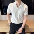 thumbnail image 5 of Men Waffle Business Button Down Slim Fit Dress Shirts Short Sleeve Formal Blouse, 5 of 9