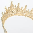 thumbnail image 4 of LULULION Rhinestone Crown Bridal Tiara Rhinestone Crown Golden Alloy Crystal 1Set, 4 of 5