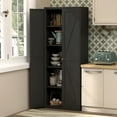 thumbnail image 7 of 5-Tier Metal Kitchen Pantry Storage Cabinets with 2 Doors and 4 Adjustable Shelves,71" Black Food Cupboard for Kitchen,Dining Room, 7 of 7