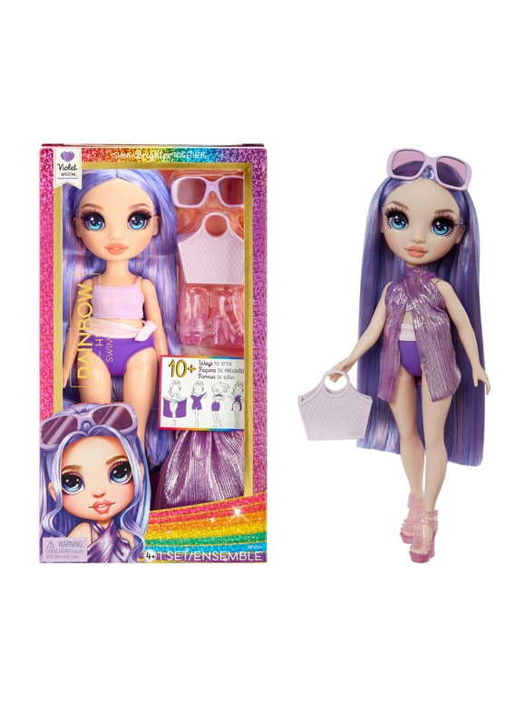 Rainbow High Swim & Style Violet, Purple 11 Doll, Removable Swimsuit, Wrap, Sandals, Fun Play Accessories. Kids Toy Gift Ages 4-12
