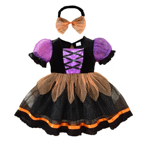XUELUO Toddler Girls Outfits Sets Halloween Party Mesh Tulle Princess Dress With Headbands 2 Piece Outfits Girls Clothes