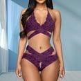 thumbnail image 2 of Women Sexy Lingerie Set Sleepwear Lace Purple Xl, 2 of 5