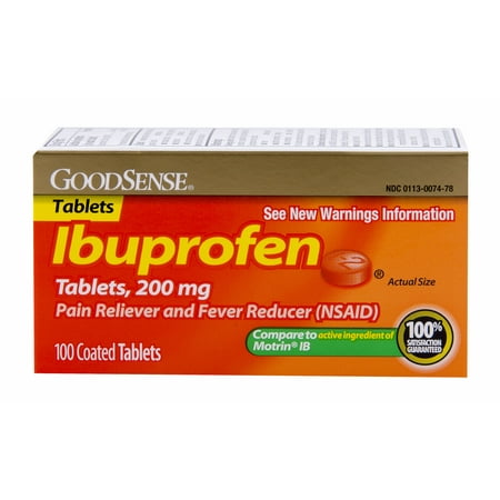 GoodSense Ibuprofen Pain Reliever & Fever Reducer 200 mg Tablets, Orange Coated, 100 Ct