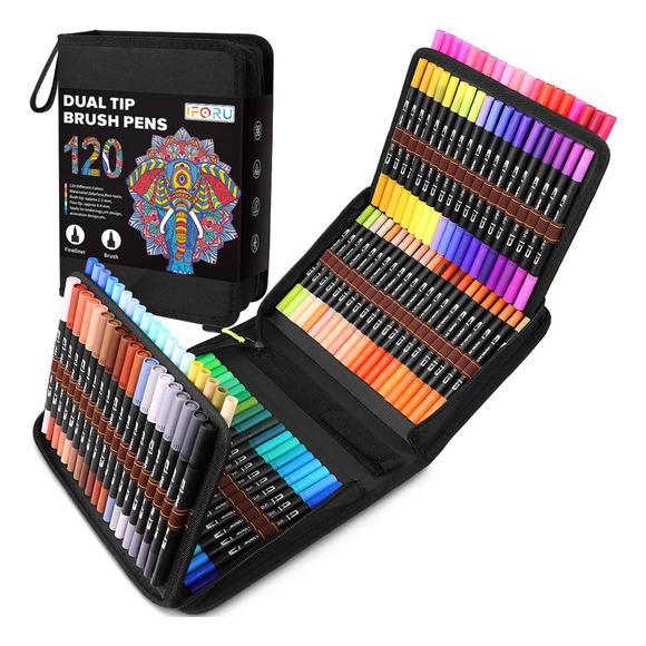 Marcadores 120 Colores Plumones Punta Pincel Xtellar multicolor