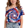 thumbnail image 2 of WPPGONE Patriotic T Shirt for Girls One Shoulder One Shoulder Short Sleeve Toddler Loose Fit 4th of July Tops Stars Red White and Blue Design American Flag Shirts USA Summer Clothes, 2 of 9