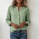 thumbnail image 5 of Craaazy Women's Casual V-Neck Blouse, Solid Color Long Sleeve Button Down Shirt, Loose Fit Comfy Tops for Daily Wear Gifts, 5 of 9