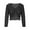 Black, variant on Womens Drawstring Crop Knit Top Long Sleeve V-Neck Crochet Ruched Pullover Top Solid Color Comfy Loose Blouse