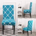 thumbnail image 3 of 4 Pieces Dining Chair Covers, Stretch Washable Geometric Pattern Chair Slipcovers, for Dining Room Kitchen Home Hotel Table Banquet Sets, Peacock Blue, 3 of 7