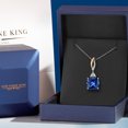 thumbnail image 5 of Gem Stone King 925 Silver and 10K Yellow Gold Blue Created Sapphire and White Moissanite Pendant Necklace for Women | 8.73 Cttw | Gemstone September Birthstone | Cushion 12MM | With 18 inch Chain, 5 of 7