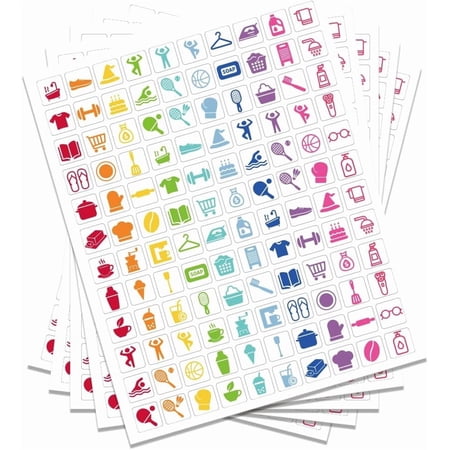 PVC Self-Adhesive Stickers Writable Label Stickers Rectangle Symbol 220x175mm 120pcs/sheet 5sheets/set for DIY