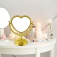 thumbnail image 4 of Tabletop Makeup Mirror Degree Rotation Adjustable Vintage Desk Vanity Mirror for Gold Heart Shape, 4 of 6