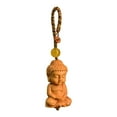 thumbnail image 2 of GROWTH TANK Mini Wood Buddha Key Chain Pendant Accessory Feng Shui Sculpture Craft Colored Rope, 2 of 9